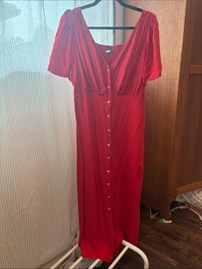 Old Navy Red Button-Front Maxi Dress